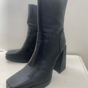 Square Toed Calf High Boots